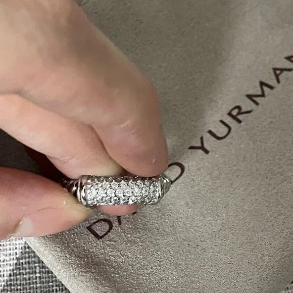 David Yurman Silver Ring with Diamond Accents sz8 - Picture 3 of 5